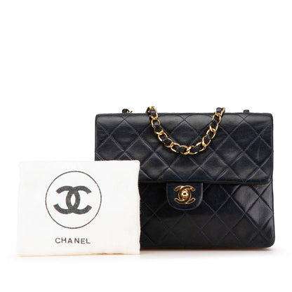 Chanel Mini Square Quilted Lambskin Single Flap Black