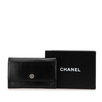 Chanel Calfskin CC Compact Wallet Black