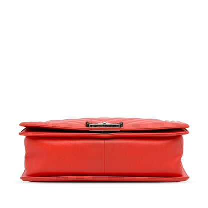 Chanel Medium Calfskin Chevron Boy Flap Red