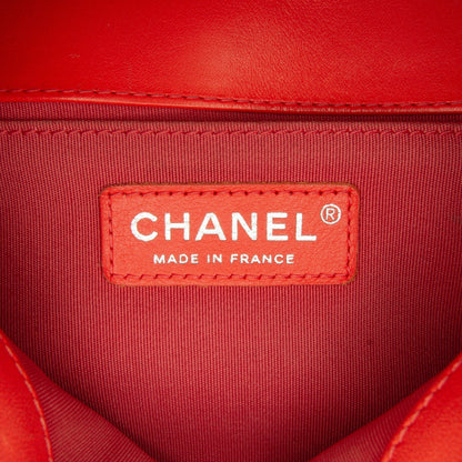 Chanel Medium Calfskin Chevron Boy Flap Red