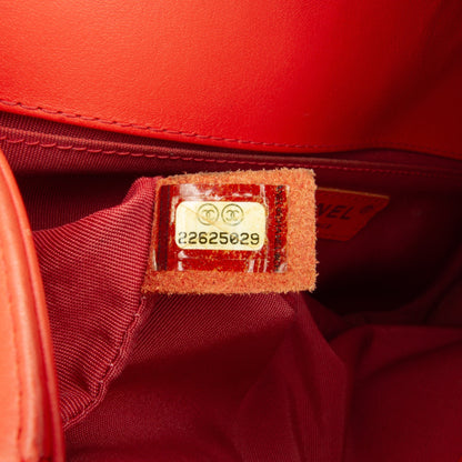 Chanel Medium Calfskin Chevron Boy Flap Red