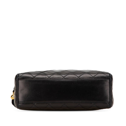 Chanel CC Quilted Lambskin Tassel Crossbody Black