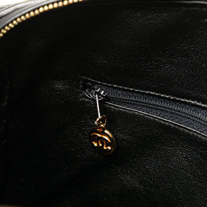 Chanel CC Quilted Lambskin Tassel Crossbody Black