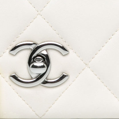 Chanel Mini Quilted Lambskin Chain Rows Flap White