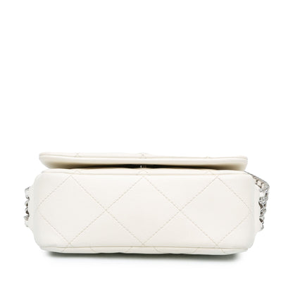 Chanel Mini Quilted Lambskin Chain Rows Flap White