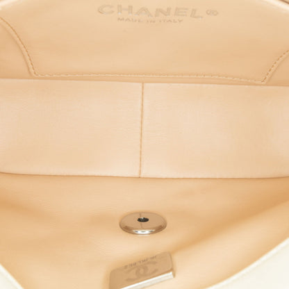 Chanel Mini Quilted Lambskin Chain Rows Flap White
