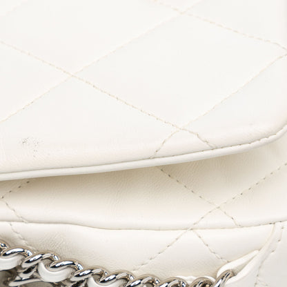Chanel Mini Quilted Lambskin Chain Rows Flap White