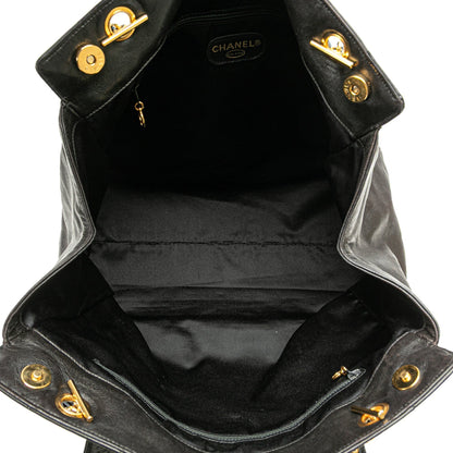 Chanel Quilted Lambskin Tassel Chain Shoulder Bag Black