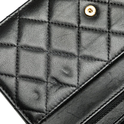 Chanel Quilted Studded Lambskin 18K Lucky Charms Wallet On Chain Black