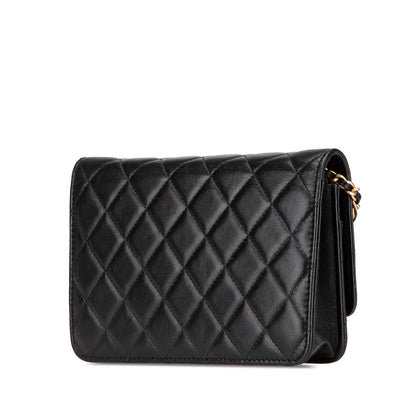 Chanel Quilted Studded Lambskin 18K Lucky Charms Wallet On Chain Black
