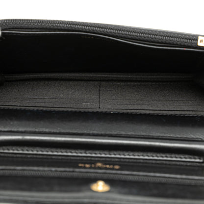 Chanel Quilted Studded Lambskin 18K Lucky Charms Wallet On Chain Black