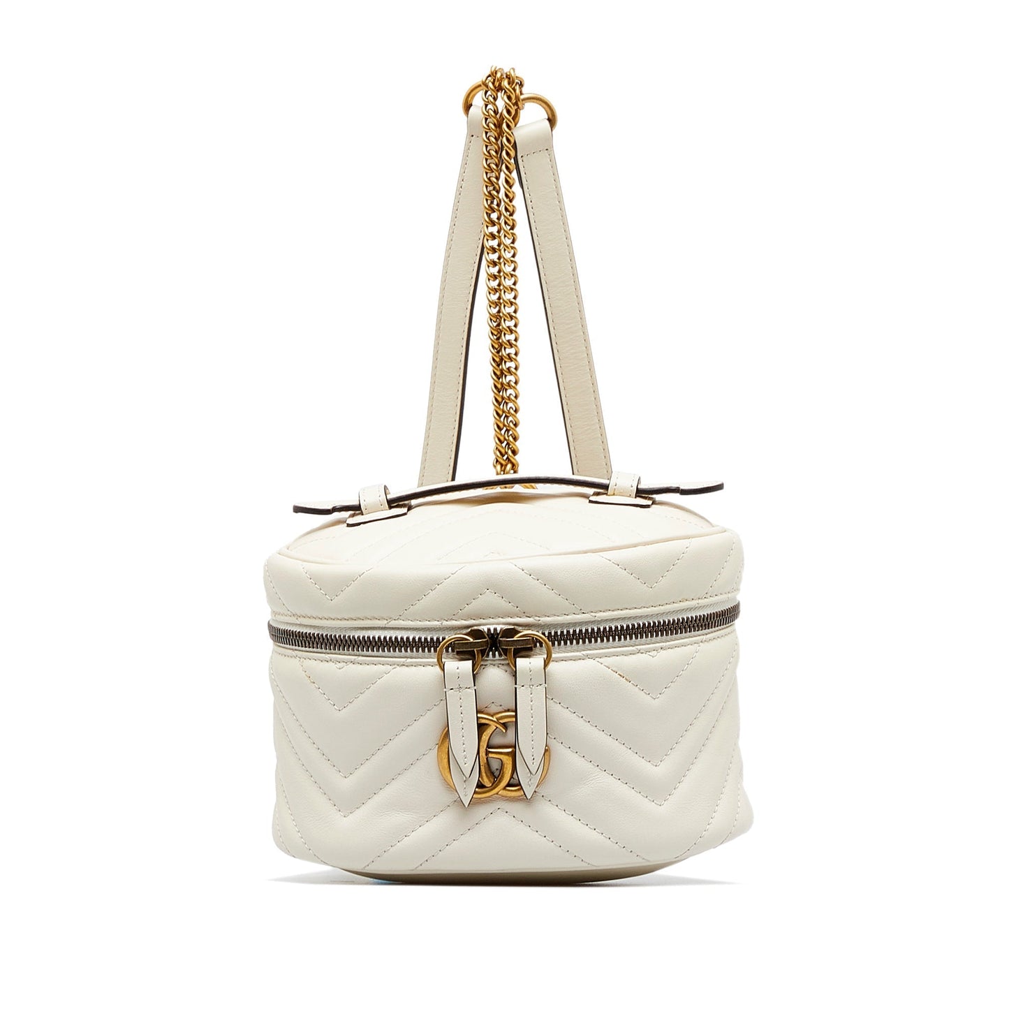 Gucci Mini GG Marmont Matelasse Leather Round Backpack White