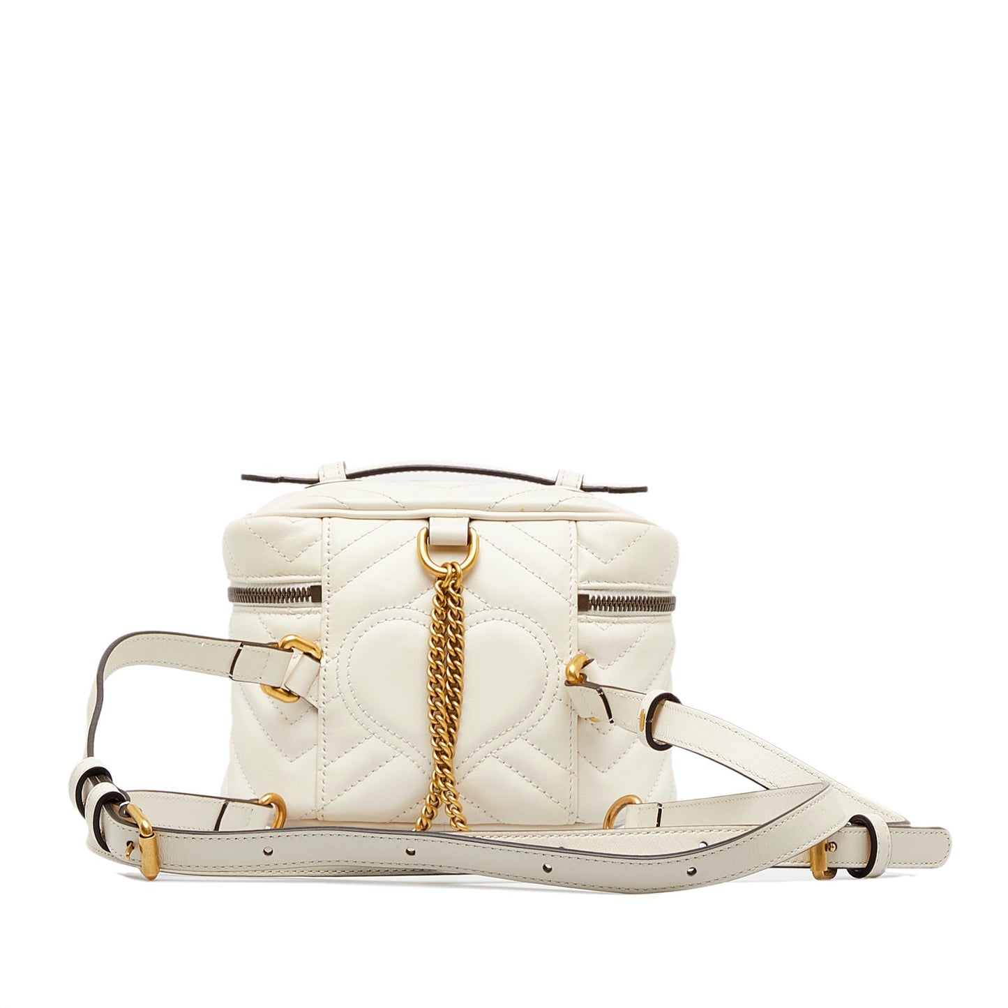 Gucci Mini GG Marmont Matelasse Leather Round Backpack White