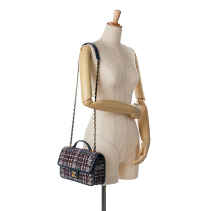 Chanel Small Tweed School Memory Top Handle Flap Blue