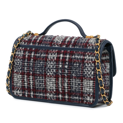 Chanel Small Tweed School Memory Top Handle Flap Blue