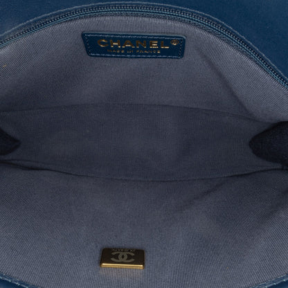 Chanel Small Tweed School Memory Top Handle Flap Blue