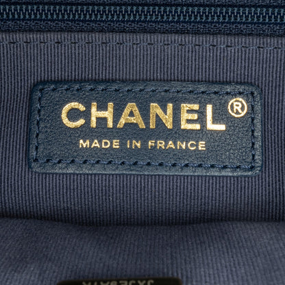 Chanel Small Tweed School Memory Top Handle Flap Blue