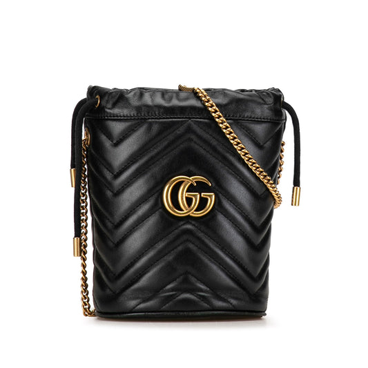 Gucci Mini GG Marmont Matelasse Bucket Bag Black