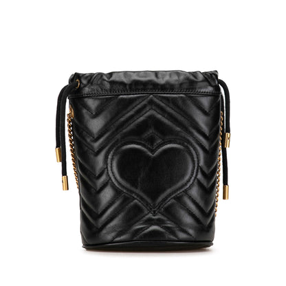 Gucci Mini GG Marmont Matelasse Bucket Bag Black