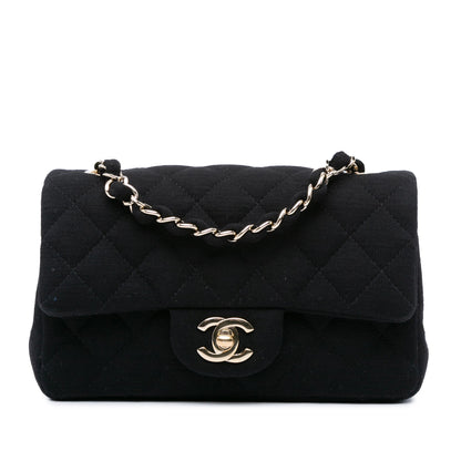 Chanel Mini Rectangular Classic Jersey Single Flap Black
