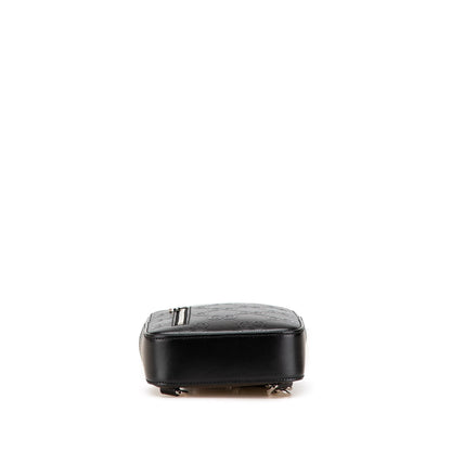 Gucci Jumbo GG Embossed Leather Sling Bag Black