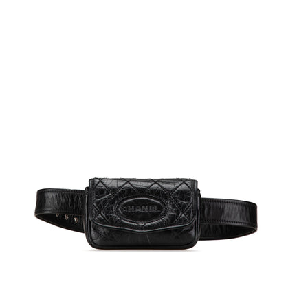 Chanel CC Aged Calfskin Logo Flap Belt Bag Black