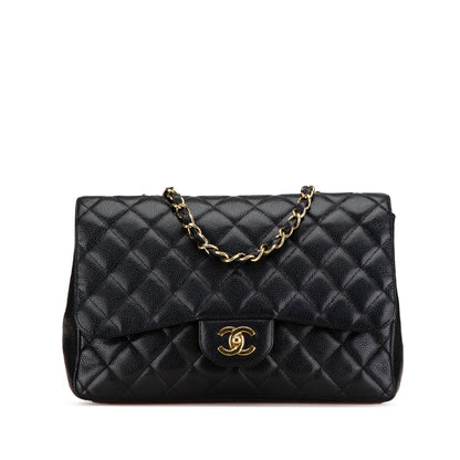 Chanel Jumbo Classic Caviar Single Flap Black