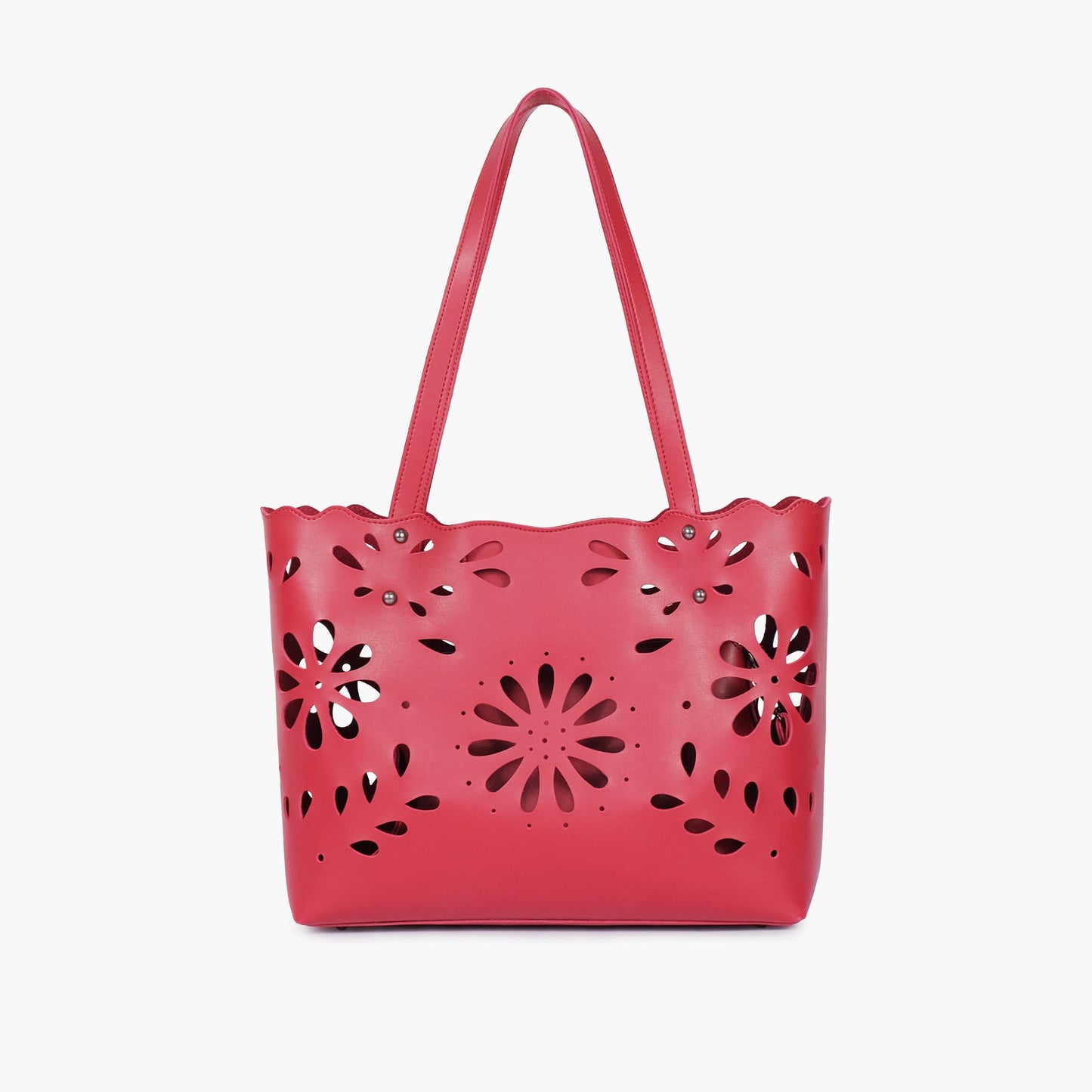 Maroon two-piece floral tote