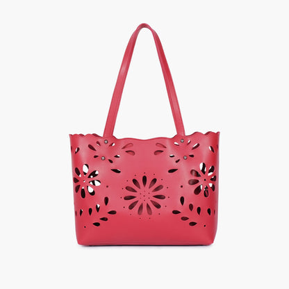 Maroon two-piece floral tote