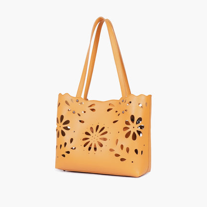 Mustard floral tote bag