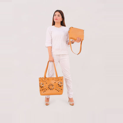 Mustard floral tote bag
