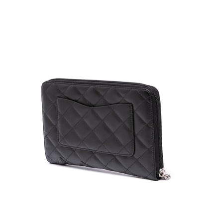 Chanel Lambskin Cambon Ligne Zippy Organizer Wallet Black