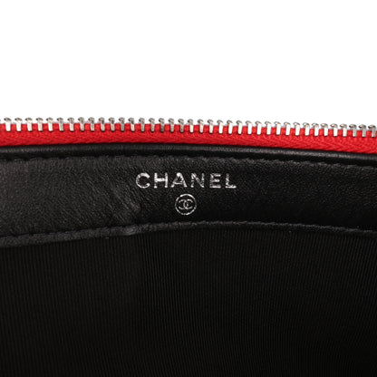 Chanel Bicolor Patent Double Zip Wallet on Chain Red