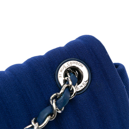 Chanel Medium Vertical Quilted Jersey Chain Flap Blue