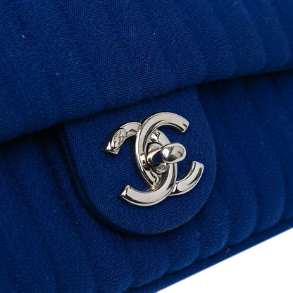 Chanel Medium Vertical Quilted Jersey Chain Flap Blue