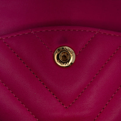 Chanel Medium Classic Chevron Lambskin Double Flap Pink