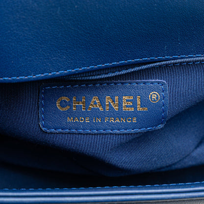 Chanel Small Chevron Lambskin Boy Flap Blue