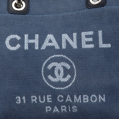 Chanel Small Canvas Deauville Tote Blue