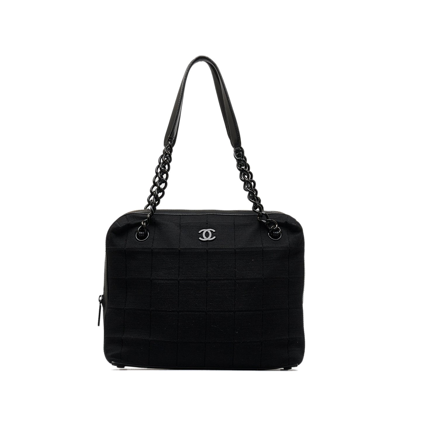 Chanel Cotton Choco Bar Shoulder Bag Black