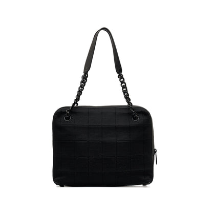 Chanel Cotton Choco Bar Shoulder Bag Black