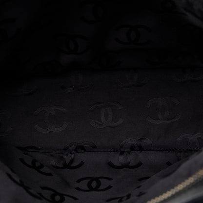 Chanel Cotton Choco Bar Shoulder Bag Black