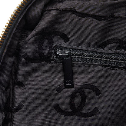 Chanel Cotton Choco Bar Shoulder Bag Black