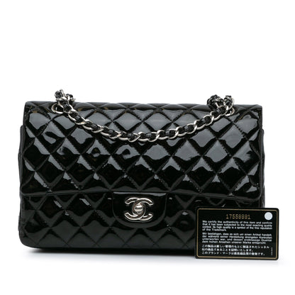 Chanel Medium Classic Patent Double Flap Black