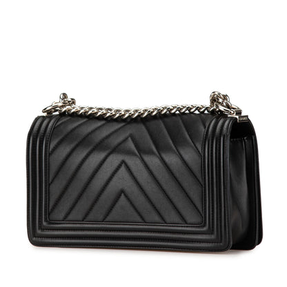 Chanel Medium Calfskin Chevron Boy Flap Black