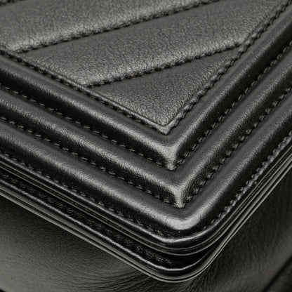 Chanel Medium Calfskin Chevron Boy Flap Black