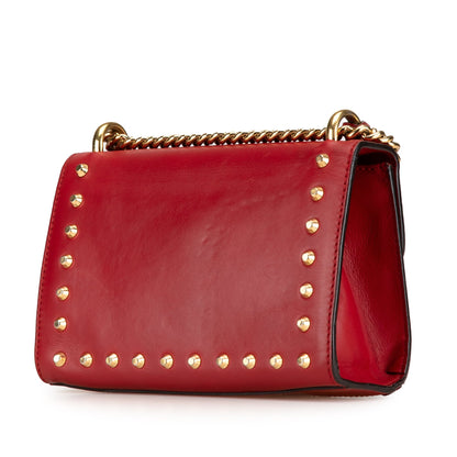 Gucci Small Pearl Studded Leather Padlock Crossbody Red