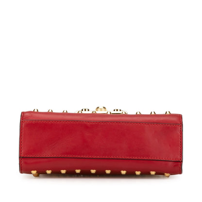 Gucci Small Pearl Studded Leather Padlock Crossbody Red