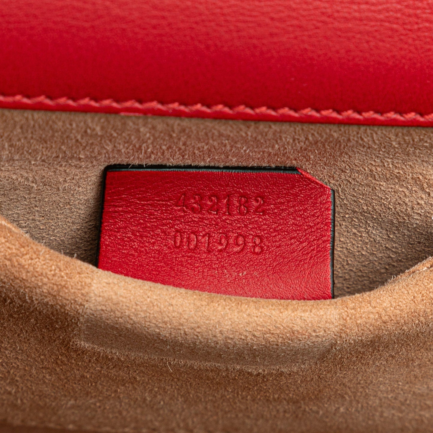 Gucci Small Pearl Studded Leather Padlock Crossbody Red