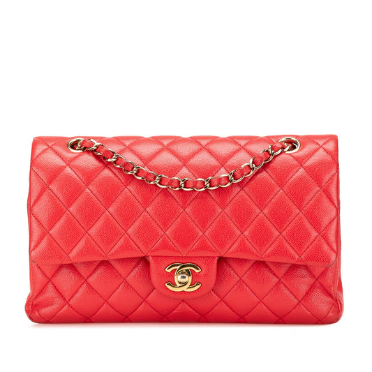 Chanel Medium Classic Caviar Double Flap Red