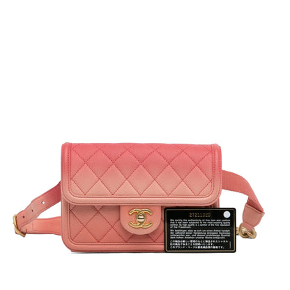 Chanel Caviar Sunset On The Sea Flap Belt Bag Pink